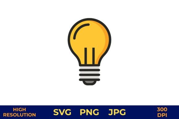 Download Yellow LED Bulb Vector Icon on White - Vector Collection