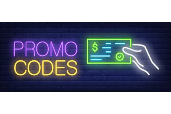 Download Promo Codes Neon Sign. Glowing Inscripti - Premium Resources