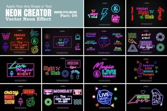 Download Vector Neon Kit Design Effect - Vector Collection