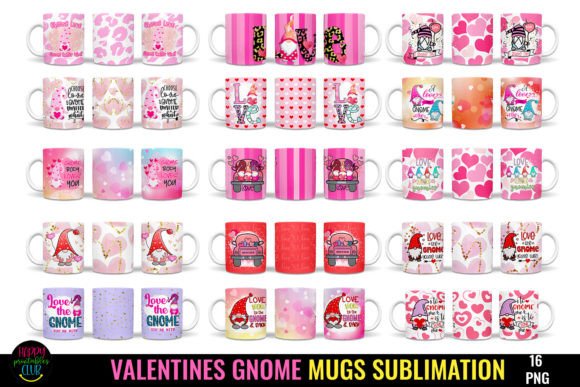 Download Valentines Gnome Mugs Sublimation Bundle - Valentine Collection