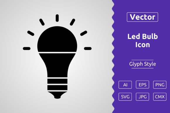 Download Vector Led Bulb Glyph Icon - Vector Collection