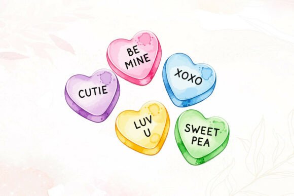 Download Watercolor Valentine Candy Conversation - Valentine Collection
