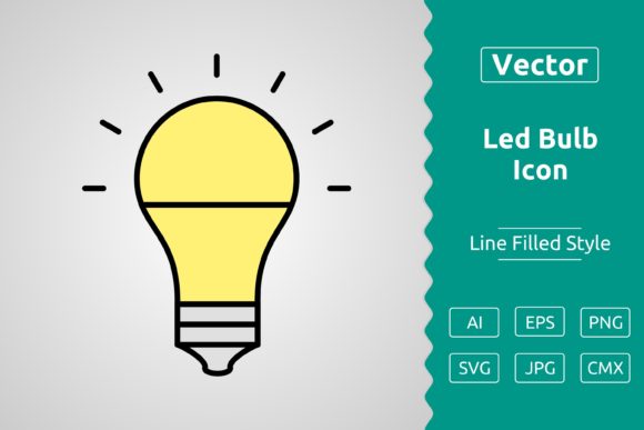 Download Vector Led Bulb Filled Outline Icon - Vector Collection