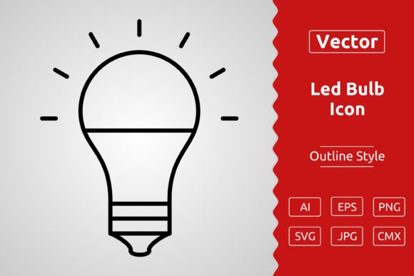 Download Vector Led Bulb Outline Icon Design - Vector Collection